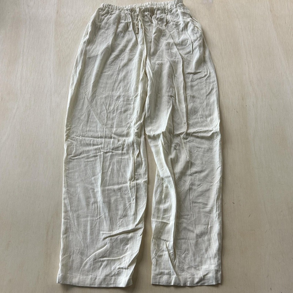 Vintage Smash Sweatpants Womens Medium White Crepe Relaxed Travel Lounge Summer